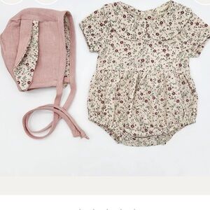 Pink Floral Allie Romper Set - Bunny Bonnet